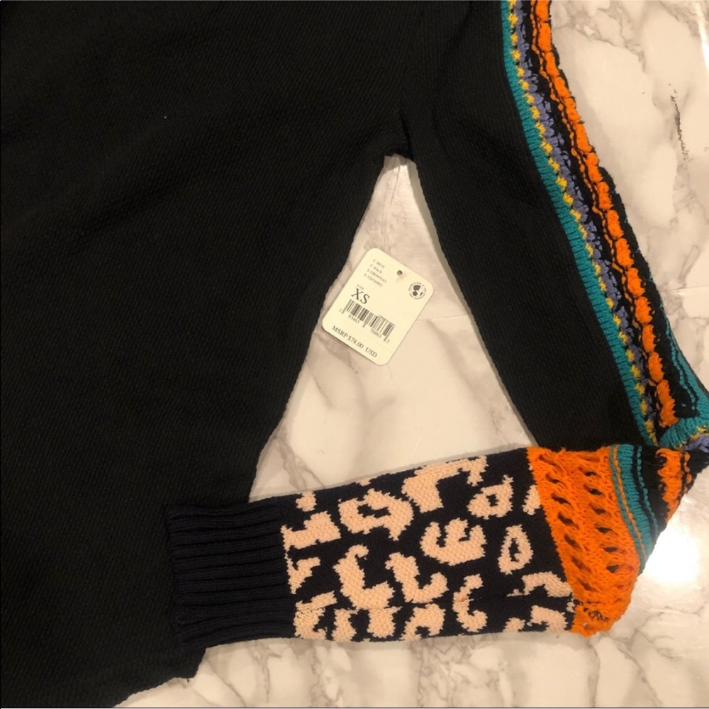 Free People Black Sweater with Multicolor Accents - Picture 8 of 9